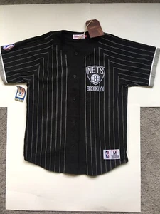 Brooklyn Nets Jersey Mitchell and Ness NBA Basketball Baseball Jersey Sz. M - Picture 1 of 10
