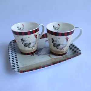 Pimpernel Country Touch Mug & Tray Set 8420 Cup Cockerel Rooster Gift Coffee Tea - Picture 1 of 6