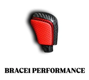 BRACE1 PERFORMANCE 2018-2023 TOYOTA CAMRY CARBON FIBER SHIFT KNOB W/ RED STRIP - Picture 1 of 4