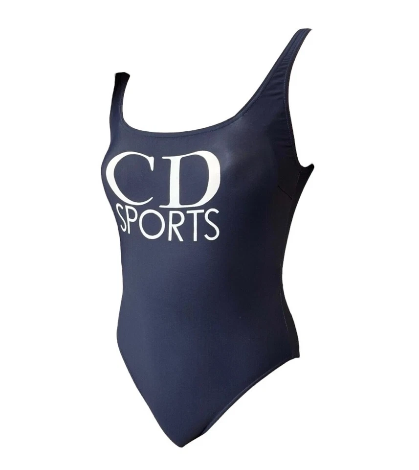 Traje de baño Christian Dior Sports vintage con logotipo #M de una pieza azul nailon RankAB Foto 1 de 4
