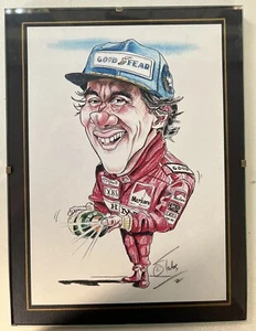 Ayrton Senna Caricature Drawing Picture Framed - Picture 1 of 7