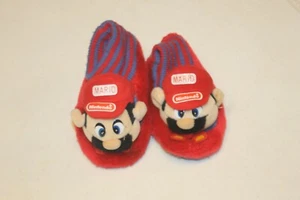 Vtg Rare 1989 Super Mario Bros Plush Fuzzy Slippers Nintendo size 5-6 Children's - Picture 1 of 5
