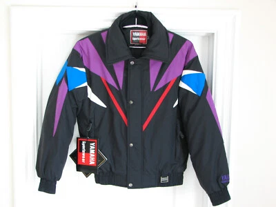 全新带标签 复古 90 年代 雅马哈雪地摩托车夹克 男式 尺寸 Med 黑色 全拉链 Goretex 全新带标签 — 第 1/4 张图片