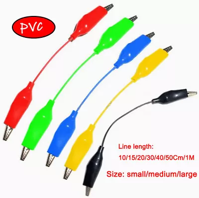 Alligator Crocodile Clips Test Leads Double Ended Electrical Clamp Insulated - Image 1 of 4