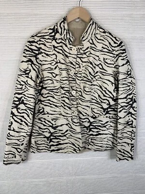 Neiman Marcus Exclusive Animal Zebra Print Suede Reversible Jacket Size 6 - Image 1 of 4