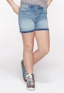 Justice Girls Denim Destructed High Rise Midi Shorts - New with Tags - Picture 1 of 4