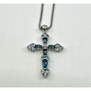 Cross Necklace Pendant PAJ Baby Blue - Picture 1 of 6
