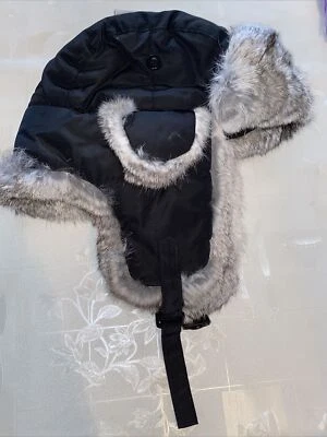 Crown Cap 兔毛装饰白色灰色飞行员帽 M 码 — 第 1/4 张图片