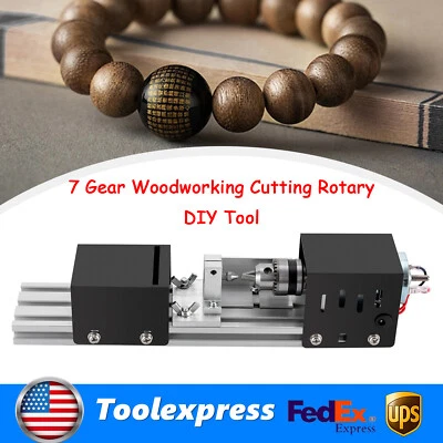 96W Mini Lathe Beads Polisher Machine 7 Gear Woodworking Cutting Rotary DIY Tool - Image 1 of 4
