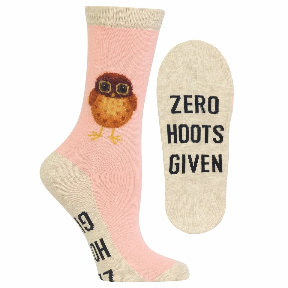 Zero Hoots Given Owl Women's Crew Socks Size 9-11 Blush Hot Sox Fashion New - Image 1 of 1