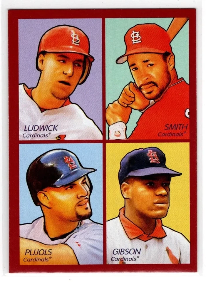 2009 Goudey 4-in-1 Red Ryan Ludwick Ozzie Smith Albert Pujols Bob Gibson HOF - Image 1 of 1