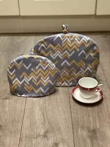 CHEVRONS TEA COSY Teapot Cover for a Retro Kitchen. Medium 12 x 9 inch 4-5 CUP - Picture 1 of 6