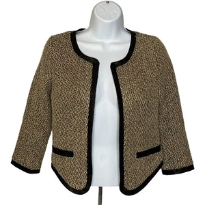 Blazer corto Thml Clothing Co XS negro tostado con ribete de cuero sintético frente abierto - Imagen 1 de 5