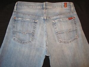 7 For all Mankind Relaxed Jeans Mens Sz 30 x 30 100% Cotton Blue Distressed