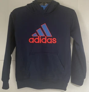 ADIDAS boys pull over hoodie sweatshirt blue size small /8 - Picture 1 of 3