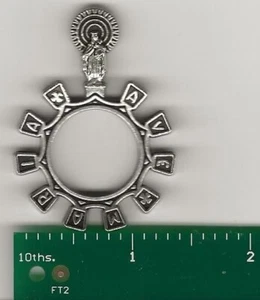 Rosario de dedo de bolsillo Ave María de metal plateado de un solo dígito 2"x1,4" 11 gramos - Imagen 1 de 1