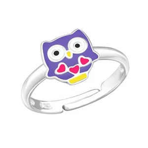 Eulen Kinder Ring 925 Silber - Größe 2,5 für Schmuck Geschenk - Picture 1 of 5