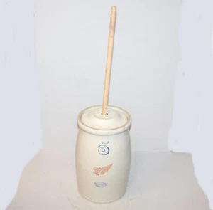 Antik 5 Gallonen roter Flügeltopf Steinzeug Butter Abwanderung - Bild 1 von 8