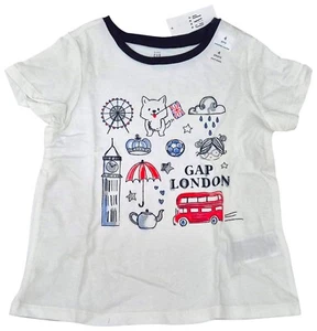 Camiseta Top GAP Bebé Niña Azul Marino Blanco Logo Londres Algodón Manga Corta Precio de venta sugerido por el fabricante 14,99 GBP - Imagen 1 de 3
