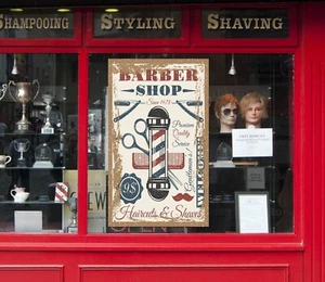 3D Man Hair Cut I501 Barber Shop Window Stickers Vinyl Wallpaper Wall Murals Hon - Picture 1 of 9