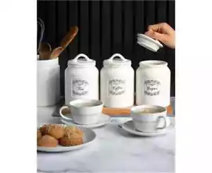 Beautiful Country Cottage Design Canister Set - Sugar, Tea, Coffee - Set of 3 - Picture 1 of 4