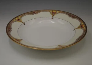 LIMOGES FRANKREICH KUNST UND HANDWERK PORZELLAN UMRANDETE SUPPENSCHÜSSEL 9" HANDBEMALT SIGNIERT - Bild 1 von 6