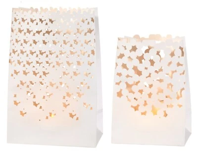 Lichttüte  Stimmungslicht  2er Set Räder "Weissheiten" Blumen und Punkte Papier - Bild 1 von 3