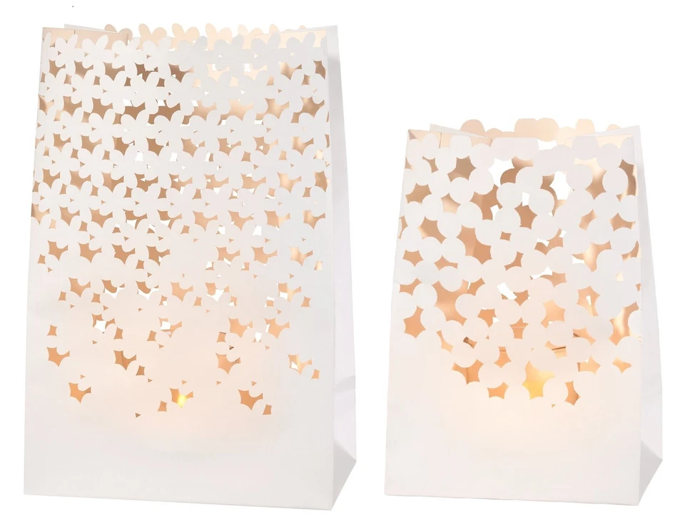 Lichttüte  Stimmungslicht  2er Set Räder "Weissheiten" Blumen und Punkte Papier - Bild 1 von 3