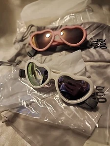 2 Flexible Heart Shaped Baby Polarized Sunglasses Strap Adjustable 0-24 Month - Picture 1 of 6