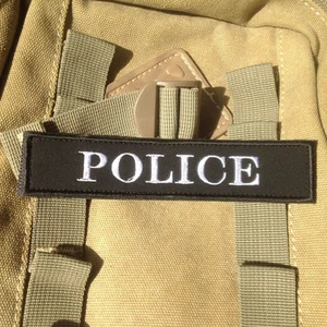 POLICE TACTICAL MILITARY ISAF SWAT BLACK EMBROIDERED HOOK PATCH - Picture 1 of 4