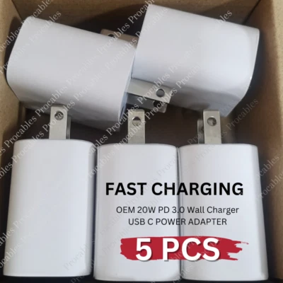 5x PD 20W Tipo C Cargador Rápido Bloque USB-C Adaptador de Pared para iPhone 17 16 15 14 11 Foto 1 de 4