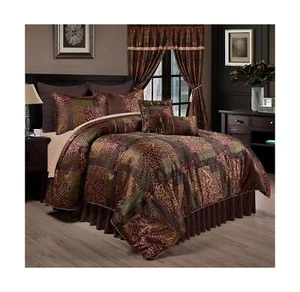 Chezmoi Collection Amelia 9-Piece Floral Jacquard Patchwork Comforter Set, Qu... - Picture 1 of 3