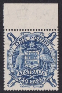 ACSC 270 ~ SG 224c - 1949 Australia Blue £1 Pound Coat of Arms Stamp MNH - Q6 - Picture 1 of 2