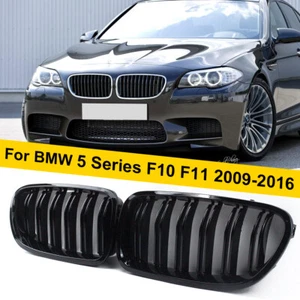 Dual Slats Front Grill for BMW 5 Series F10/F11 550i 535i 2009-2016 Glossy Black - Bild 1 von 12