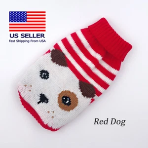 Dog Cute Sweater Warm Winter Size Small Dog Face Pets Cat Clothes - Picture 1 of 4