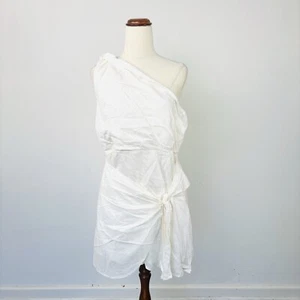 Sage & Paige Womens Mini Dress White One Shoulder Drape Event Size XL 14 - Picture 1 of 6