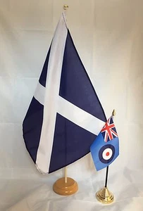 ST ANDREW SCOTLAND 18" x 12" FLOOR STANDING FLAG & WOODEN BASE SCOTTISH - Picture 1 of 1