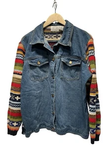 Vintage Damen Größe 18 Denim Jeansjacke Pullover Azteken Boho Y2K - Bild 1 von 16