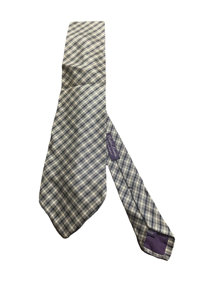 Corbata Ralph Lauren Etiqueta Púrpura Hecha a Mano Seda a Cuadros Hecha en Inglaterra Foto 1 de 1