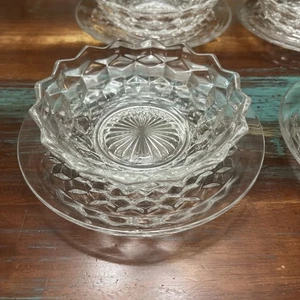 4 Fostoria American Clear Cubist Berry Bowls 5” Set of 4 Nappy Finger Plates - Picture 1 of 8