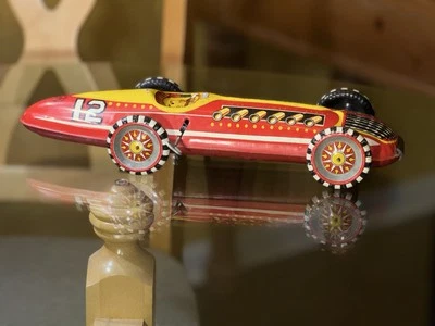 Coche de cuerda de hojalata vintage de los años 50 MARX BOAT TAIL INDY RACER #12 grande 17 pulgadas de largo, ¡bonito! Foto 1 de 4