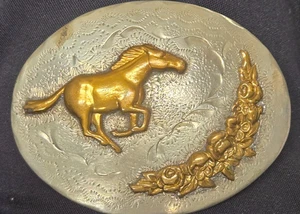 Vintage Fibbia per cintura cavallo in argento sterling fatta a mano con corona argentieri - Foto 1 di 2