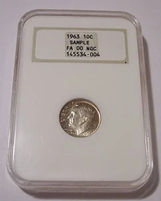 1963 Roosevelt Dime Genuine (UNC - Sample) NGC OH Type 4 Holder FA 00 - Image 1 of 2