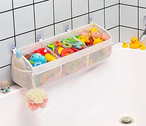3-Compartment Horizontal Bath Toy Organizer for Tub - Picture 1 of 2