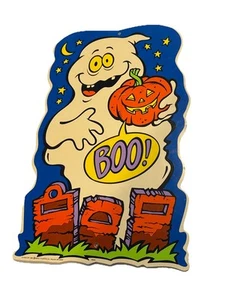 1998 Vintage Halloween Yard Art Impact Plastics USA 26” Tall Ghost Pumpkin Sign - Picture 1 of 11