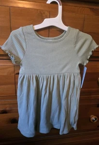 New Cat & Jack Girls Dress Olive Green 2T   - Picture 1 of 4