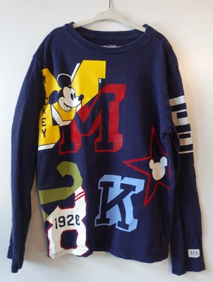 Disney Mickey Mouse Shirt Youth Large 10-11 Blue GAP Kids Long Sleeve Cotton Tee - Image 1 of 4