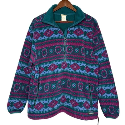 LL BEAN Vintage 90s L Polartec Southwest Fleece Pullover Jacket Made in USA Rare - Image 1 of 4