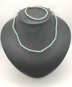 DAVID YURMAN 925/14KT ESTACIÓN DE METRO TURQUESA CABLE GARGANTILLA Y PULSERA  - Imagen 1 de 8