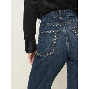 NWT Reformation Cary High Rise Slouchy Wide Leg Jeans Studded Denim Mille 28 - Imagen 1 de 14